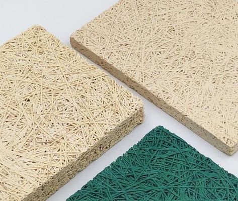 E0 Umweltschonende schwarzgrüne Holzwolle Schallakustische Decke mit Furnier