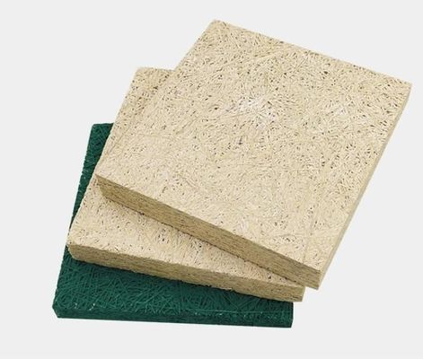 E0 Umweltschonende schwarzgrüne Holzwolle Schallakustische Decke mit Furnier